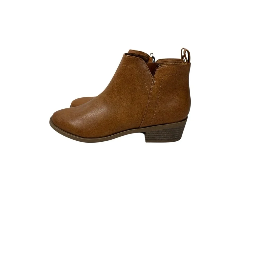 wonder‎ nation girls ankle boots brown zips up the side size 5